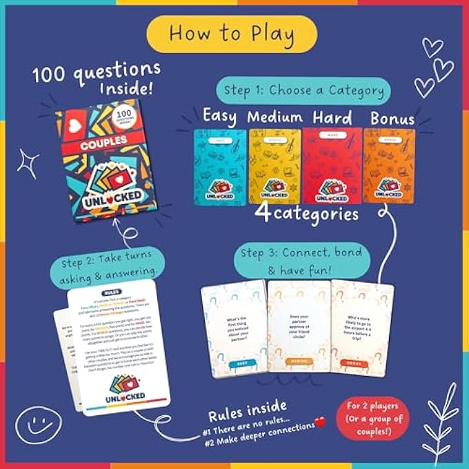 rayihni COUPLES QUESTIONS CARD GAME | DESIGNED BY A COUPLES' THERAPIST | BOARD GAME, DATE, GAME NIGHT | ROMANTIC, WEDDING, HUSBAND, WIFE GIFT, ANNIVERSARY | OUTDOOR, BEACH GAMES | CHRISTMAS GIFT - Image 4